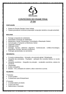 CONTEÚDOS DO EXAME FINAL 2º EM