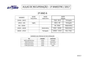 AULAS DE RECUPERAÇÃO – 1º BIMESTRE / 2017 2º ANO A