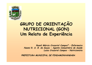 GRUPO DE ORIENTAÇÃO NUTRICIONAL (GON) Um Relato de