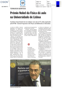 Prémio Nobel da Física dá aula na Universidade de Lisboa