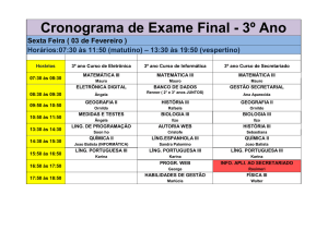 Cronograma de Exame Final - 3º Ano