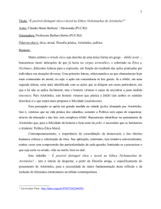 Título: “É possível distinguir ética e moral na Ethica Nichomachea