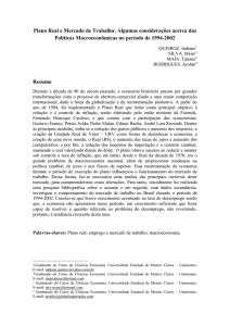 Plano Real e Mercado de Trabalho: Algumas