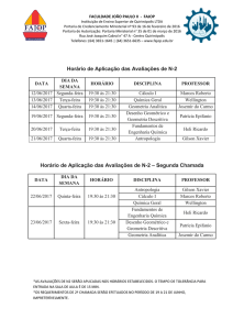 Horário de Aplicação das Avaliações de N