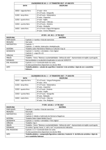 CALENDÁRIO DE PROVAS – 1º TRIMESTRE 6º ANO