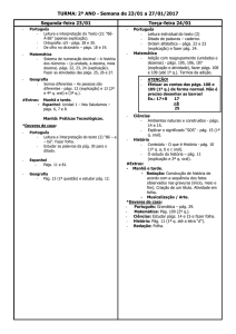 TURMA: 2º ANO - Semana de 23/01 a 27/01/2017 Segunda