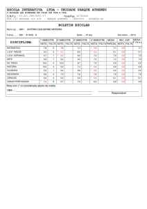 boletim escolar disciplina escola interativa ltda