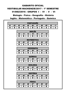 GABARITO OFICIAL VESTIBULAR MACKENZIE/2017