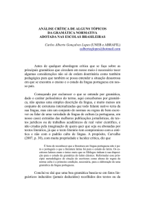 análise crítica de alguns tópicos da gramática normativa adotada