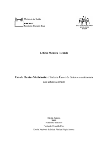 Letícia Mendes Ricardo Uso de Plantas Medicinais: o Sistema