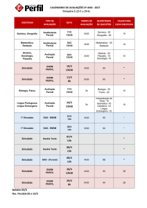 CALENDÁRIO DE AVALIAÇÕES 3º ANO