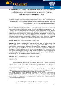 VACINA CONTRA O HPV E A PREVENÇÃO DO CÂNCER DO