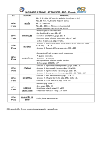 CALENDÁRIO DE PROVAS - 1º TRIMESTRE – 2017 – 5º ano A