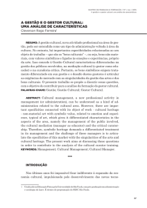 A gestão e o gestor culturAl: umA Análise de cArActerísticAs