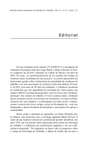 EDITORIAL - Revista Latino-americana de Estudos do Trabalho