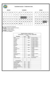 CALENDÁRIO ESCOLAR – 1º BIMESTRE DE