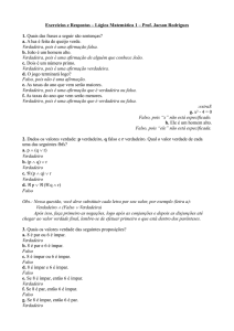 Exercícios e Respostas – Lógica Matemática 1 – Prof. Jacson