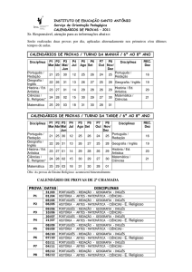 CALENDÁRIO DE PROVAS DE 2ª CHAMADA