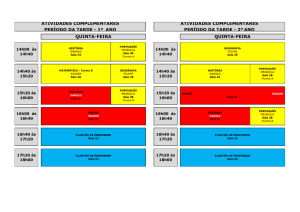 ATIVIDADES COMPLEMENTARES PERÍODO DA TARDE