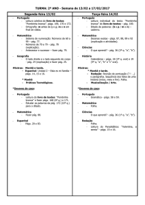 TURMA: 2º ANO - Semana de 13/02 a 17/02/2017 Segunda