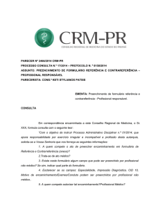 PARECER Nº 2466/2014 CRM-PR PROCESSO CONSULTA N.º 17