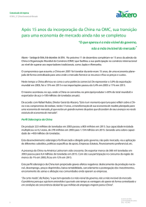 Após 15 anos da incorporação da China na OMC, sua transição