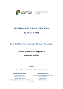 PROGRAMA DE FÍSICA E QUÍMICA A 10.º e 11.º anos Curso