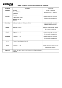 Conteúdos para a recuperação paralela do 2º bimestre. Disciplina