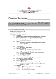 Análise Matemática II - Instituto Superior de Engenharia de Coimbra