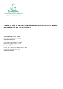 Projetos de MDL de energia renovável localizados no