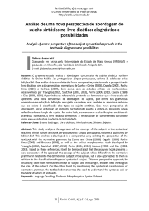 Análise de uma nova perspectiva de abordagem do sujeito sintático