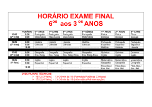 HORÁRIO EXAME FINAL