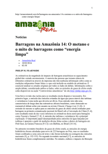 Barragens na Amazônia 14: O metano e o mito de barragens como