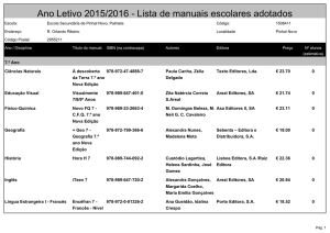 Ano Letivo 2015/2016 - Lista de manuais