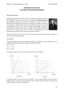 Introdução Teórica Aula 2: Lei de Ohm e Associação de Resistores