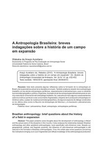 A Antropologia Brasileira: breves indagações sobre a história de um