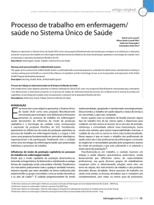 Processo de trabalho em enfermagem/ saúde no Sistema Único de