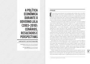 A POLiTICA ECONoMICA DURANTE O GOVERNO LULA (2003