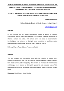 CAMPO E RURAL, CIDADE E URBANO: distinções