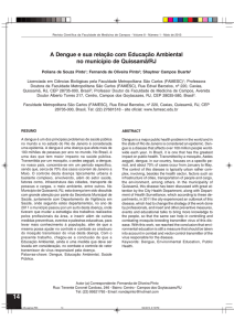 A Dengue e sua relação com Educação Ambiental no