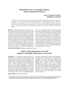 pertinência da categoria rural para análise do social