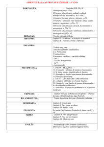 assuntos e cronograma para prova ii unidade