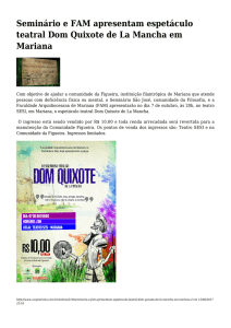 Seminário e FAM apresentam espetáculo teatral Dom Quixote de La