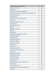 Matriz Curricular ingressantes 2012 CH ANATOMIA