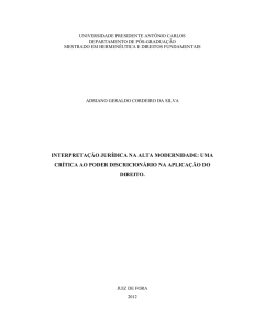 interpretação jurídica na alta modernidade: uma crítica ao