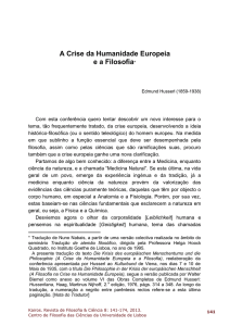 A Crise da Humanidade Europeia e a Filosofia