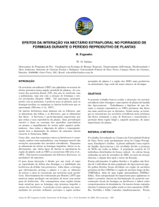 Efeitos da interação via nectário extrafloral no forrageio de formigas