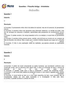 Questões – Filosofia Antiga – Aristóteles Questão 1 Questão 2