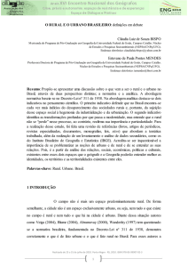 O RURAL E O URBANO BRASILEIRO: definições em debate