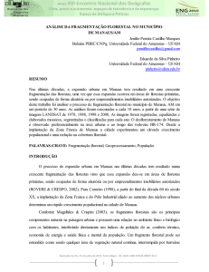ANÁLISE DA FRAGMENTAÇÃO FLORESTAL NO MUNICÍPIO DE